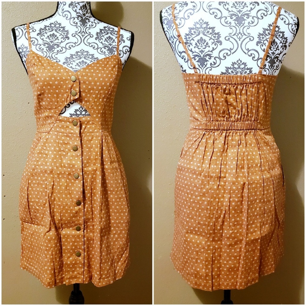 Rust orange polka dot dress